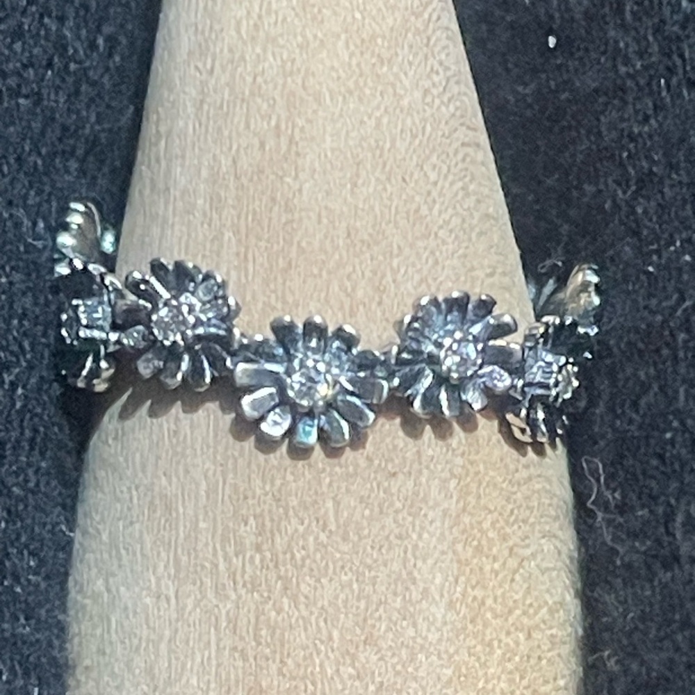 925 Sterling Silver women ring Sparkling Daisy Flower Crown Ring